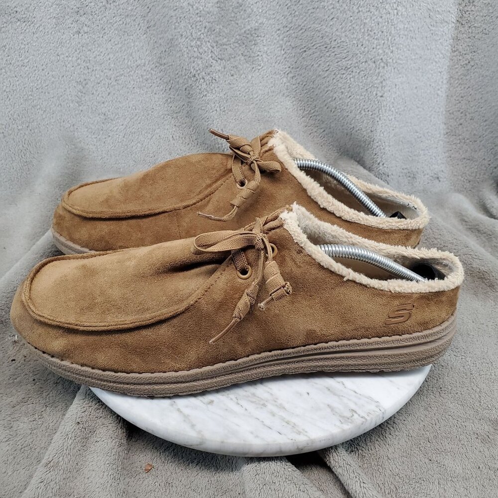 Skechers Shoes Mens Size 11 Tan Faux Suede Melson Mozley Slipper Clog